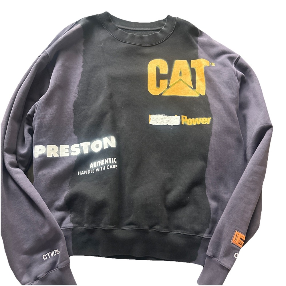 HERON PRESTON x CATERPILLAR PURPLE LEAN FADED Sweatshirt Mens Sz Large